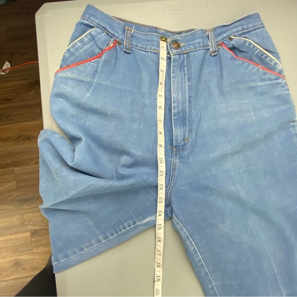 Vintage Kmart 70s High Waisted Pleated Trouser Blue Jeans size 17/18 - Picture 10 of 14